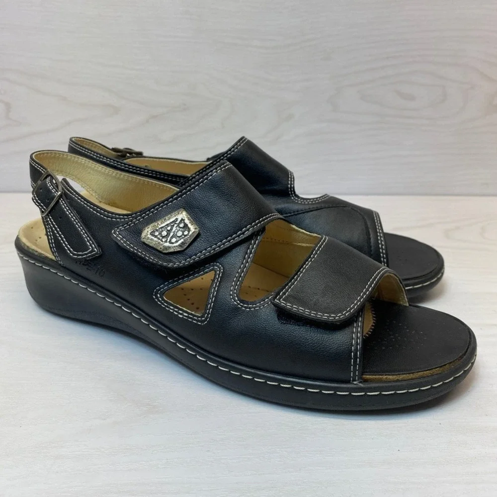 Fidelio Womens 42 Hallux Fabia F 1/2 Sandals Comfort Black Leather Bunion Relief